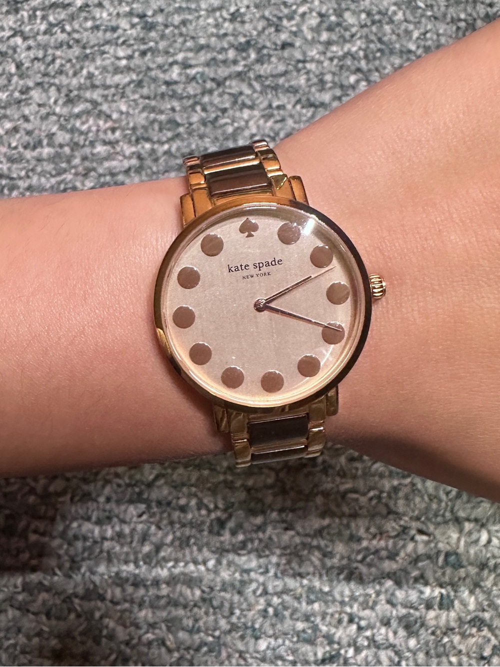 Kate Spade elegant rose gold classic stainless steel polka dot dial watch
